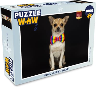 Puzzel Hond - Strik - Zwart - Legpuzzel - Puzzel 1000 stukjes volwassenen