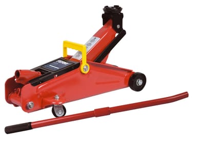 FERM - TJM1008 - Garagekrik - in koffer - Max. - 2000kg - Max. - 356mm - hoogte - Geïntegreerd - veiligheidsventiel - Verlengde - hefboom - Zwenkwielen - met - kogellagers - Handvat - Gecontrolleerd - zakken - Krik - Auto krik