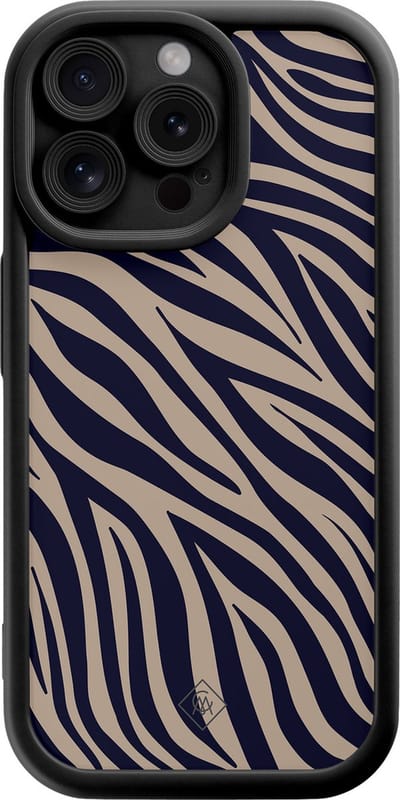 Casimoda® hoesje - Geschikt voor iPhone 15 Pro Max - Wavy Twist - Effen telefoonhoesje met lensbescherming - Siliconen/TPU - Backcover - Zwart
