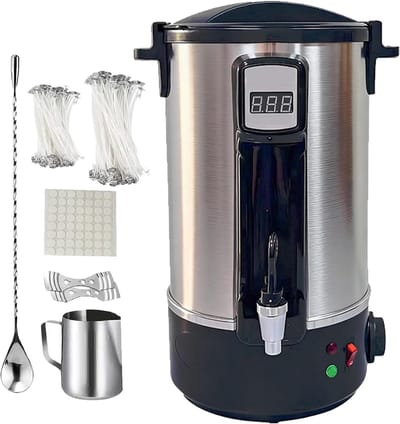 Elektrische Wax Smelter - Kaarsen Pot - Kaarsen Maken - Met Schenktuit - 8L Capaciteit - Zilver