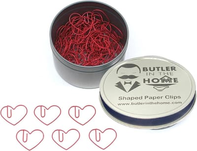 Hartvormige Paperclips Rood in Geschenkdoos - 100 Stuks