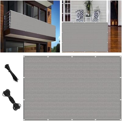 Balkon Privacy Scherm - Inkijkbescherming Balkonbekleding - Buiten Privacyscherm - UV-Bescherming Windscherm - 140 x 590 cm - Lichtgrijs