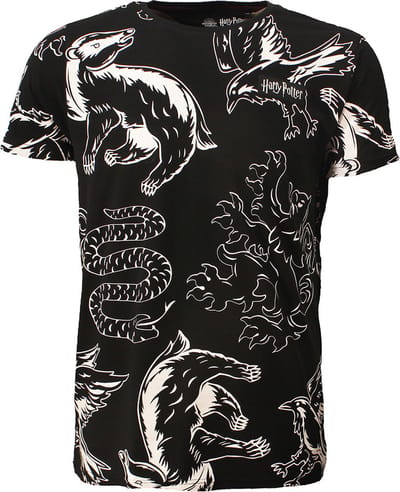 Harry Potter Wizards Unite All Over Print T-Shirt Zwart - Officiële Merchandise - L
