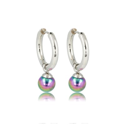 My Bendel - Zilverkleurige Oorringen met Mystieke Zwarte Parel - met Luxe Cadeauverpakking | Sieraden Voor Dames