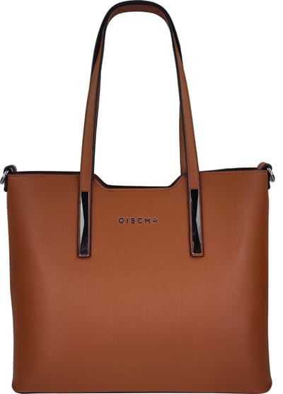 Qischa® Handtas saffiano camel extra hoog +BIJPASSEND SLEUTELTASJE !!!