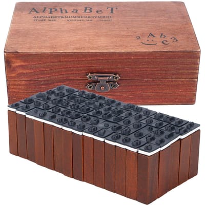 Kit de 70 pièces Tampons Tampons en Bois Vintage Lettre de l'Alphabet Numéro pour Scrapbooking DIY black