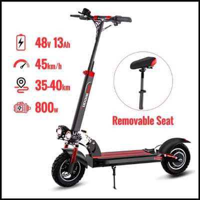 Elektrische Scooter Off-Road 10 Inch - 800W Motor - 48V Lithium Accu - 45 km/h Max Snelheid - 35-40 km Actieradius - Elektrische step met zadel - Elektrische step voor volwassenen