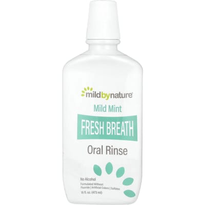 Mild By Nature, Mondwater voor Frisse Adem, Alcoholvrij, Milde Munt Smaak, 16 fl oz (473 ml) white