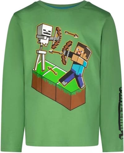 Minecraft T-shirt - Longsleeve - groen. Maat 116 cm / 6 jaar.