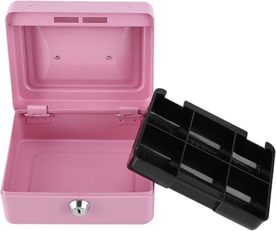 Geldkistje met slot - Kassakistje Spaarpot - Veilig opbergen - Stalen constructie - 16D x 12B x 8H cm - Roze