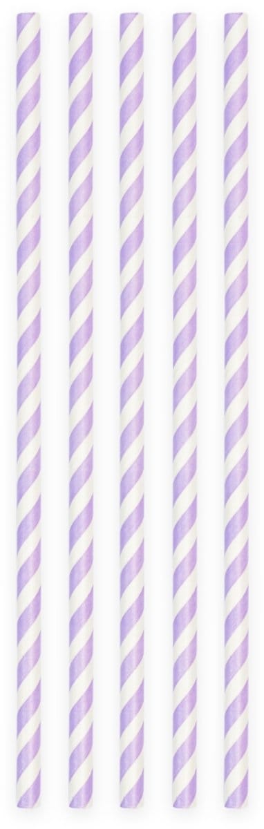 20 Papieren rietjes Lila - 6mm x 197mm