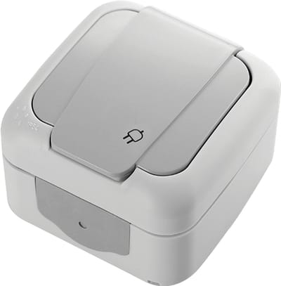 Panasonic Viko-Stopcontact-Wandcontactdoos-Opbouw-Spatwaterdicht-Randaarde-IP 54-Compleet