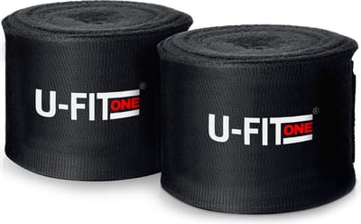 U Fit One 2 Stuks Boks Bandage - Zwart 450 cm - Kickboks bandage - Boxing Wraps - Boxing bandage - Kickboks bandage - Boksen - Kickboxen - Muay Thai