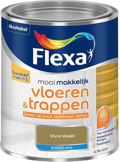 Flexa - Mooi Makkelijk Vloeren & Trappen Zijdeglans - Vivid Khaki - Mengverf - 750 Ml