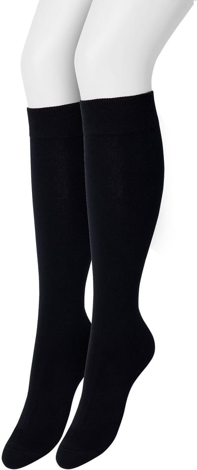 Bonnie Doon Dames Kniekousen Zwart maat 35/38 - 2 paar - Knie Kousen - 2-pack - Multipack - Uitstekend draagcomfort - Cotton Knee High - Zakt niet af - Effen - OEKO-TEX - Black - OL834302.101