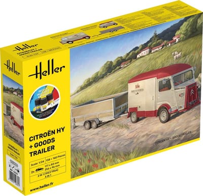 Heller Modelbouwpakket Militaire voertuigen - 52331 Citroën HY Busje met Goederen Aanhanger - Starter Kit Plastic - 1:24 - Modelbouw