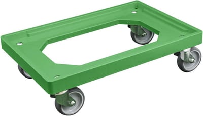Transportframe / dolly voor kunststof kratten van 600 x 400 mm tot 240 kg Groen