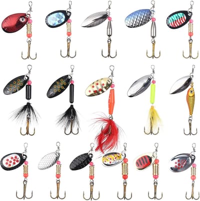 Complete Set van 16 Stuks Vissersaas met Spinners, Jig Haken en Levensgetrouwe Rotatieaas voor Effectief Vissen