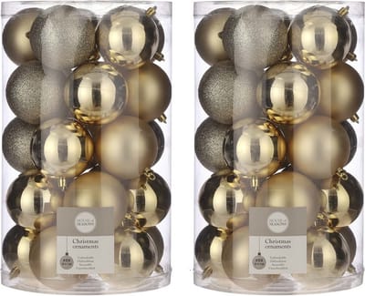 Onbreekbare kunststof kerstballen goud pakket 50-delig - Gouden kerstballen 8 cm - Kerstboomversiering