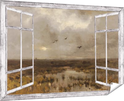 Gards Tuinposter Doorkijk Het Moeras - Anton Mauve - 180x120 cm - Tuindoek - Tuindecoratie - Wanddecoratie buiten - Tuinschilderij