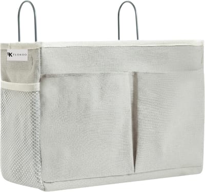 Bedside Pocket - Licht Grijs - Bed Opbergzak - Katoen - Lichtgrijs - Opbergzak Bed - Bedside Table - Bedside Organizer - Bedside Pocket Opbergzak