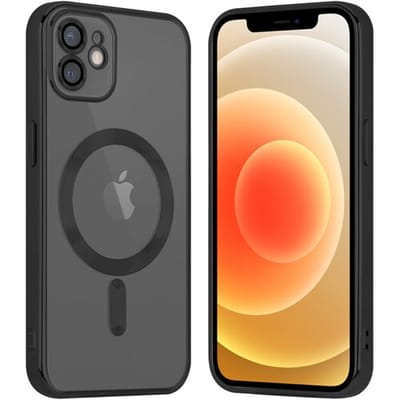 Coverzs telefoonhoesje geschikt voor Apple iPhone 12 Magneet hoesje met camera cover - magnetisch hoesje - zwart