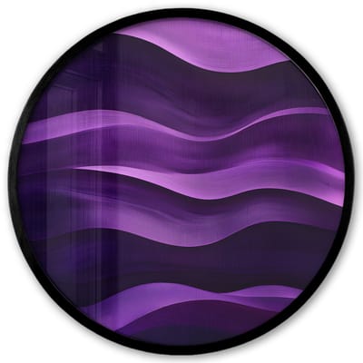 Poster in lijst Rond - Fotolijst 40x40 cm - Posters - Golven - Abstract - Paars - Ronde posterlijst zwart - Decoratie - Wanddecoratie woonkamer - Muurdecoratie slaapkamer