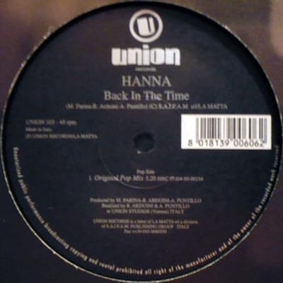 12 inch Plaat HANNA - Back In The Time UNION103 UNION 1999 Italië Dance & Electronica Gebruikt