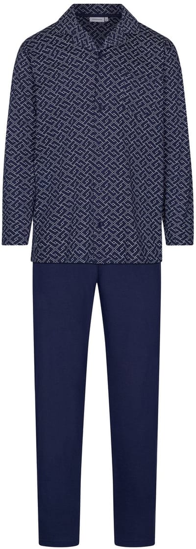 Pastunette - Pyjama - Linear - Bio Katoen - Blauw - Doorknoop - Maat 3XL