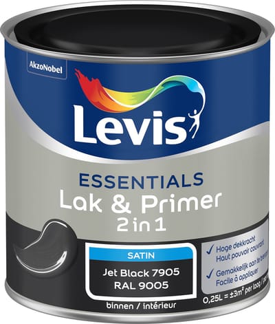 Levis - Essentials Lak & Primer - Jet Black (Ral 9005) - 0,25 L