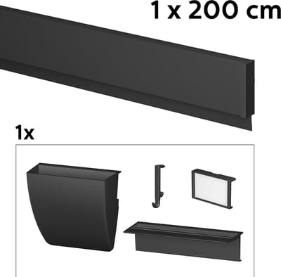 Artiteq Schilderij Ophangsysteem 2 meter All-in-one Info Rail incl Accessoires / Zwart Structuur