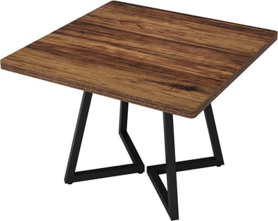 Pugsdrly Eettafel, kleine eettafel, keukentafel, eettafel 80x80 cm, voor 4 personen, metalen poot in industriële stijl, bruin