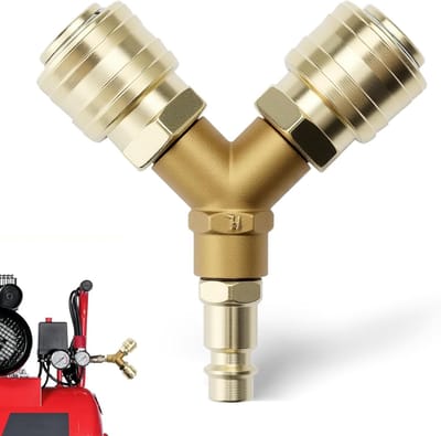 SnelShoppen - Compressed air connections accessoires, compressor koppeling, 2-way water distributor NW 7.2, 1/4 AG, hoogwaardige messing, sterke seali