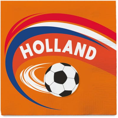 20x servetten - Nederland - Rood wit blauw oranje - Nederlandse vlag - Koningsdag - Voetbal supporten - Feestservetten - Party napkins - Holland hup - EK - WK - Feestversiering NL - 33x33 cm - Jonyx