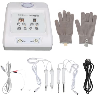 2-in-1 Elektroden Huid Lifting Machine Verminder Fijnlijnen Microstroom Gezichtsverstrakking Apparaat met BIO Handschoenen gray