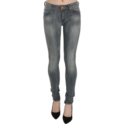 PLEIN SUD Blauwe Gewassen Lage Taille Slim Fit Skinny Denim Casual Jeans