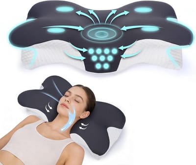 SnelShoppen - Ergonomisch Nek Kussen voor Slaap, 60 x 33 x 10/17 cm, Memory Foam, 2-in-1 Orthopedisch Kussen voor Nek- en Schouderpijn, Wasbare Cover,