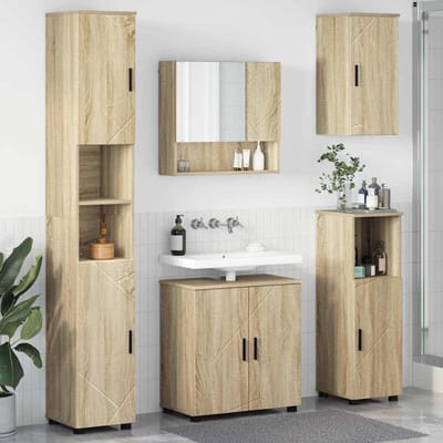 vidaXL - Badkamermeubel - Set - 5 - pcs - Sonoma - Eik - Bewerkt - hout - & - Metaal