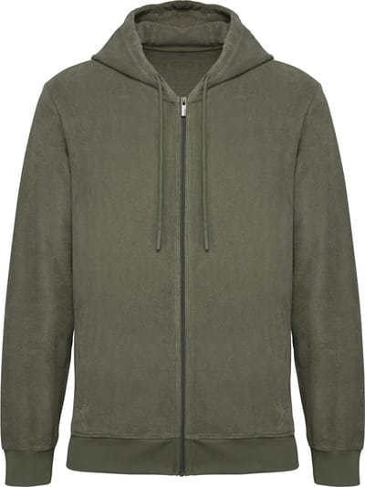 Native Spirit Ecologische herensweater met rits en capuchon in spons NS419 - Organic khaki - 3XL