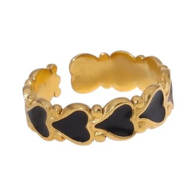 Rvs sieraden - Open ring met hartjes motief - Verstelbaar en trendy
