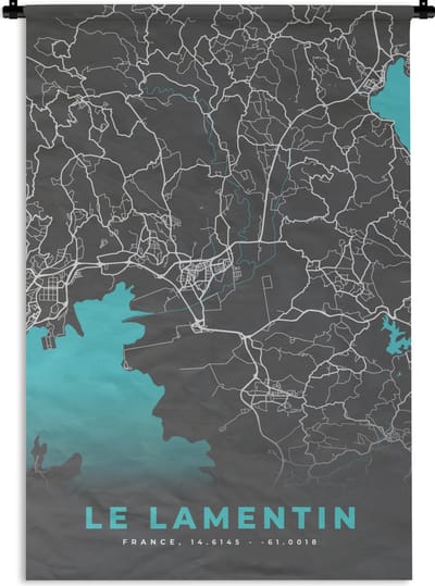 Wandkleed - Wanddoek - Le Lamentin - Frankrijk - Plattegrond - Stadskaart - Kaart - 120x180 cm - Wandtapijt