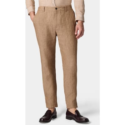 Brooks Brothers Linen Trousers Light Brown Size: W30 | Tailored Pants Outlet | Heren | Bruin
