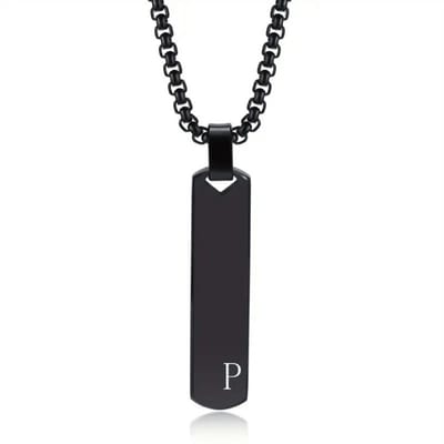 Livano Ketting - Heren - Staal - Nep zilver - Met Hanger - Zwart - P