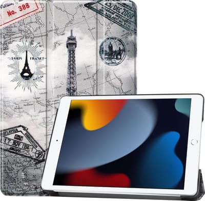 Hoesje - Geschikt voor Apple iPad 9 (2021) - 10.2 inch - 9e Generatie - Dun & Stevig - Hardcover Book Case - Trifold Bookcase Hoes - Hard Cover - Tablethoes - Eiffeltoren
