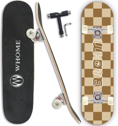 31 inch Pro Skateboard Compleet - Double Kick Concave Skateboard voor Volwassenen, Jeugd, Kinderen en Beginners - Meisjes en Jongens - 8-laags Alpine Esdoorndek - ABEC-9 Lagers - Inclusief T-Tool - Schaak