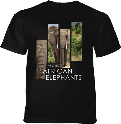 T-shirt Protect African Elephant Split Portrait Black S