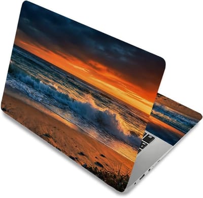 Laptop huidstickers set van 3 - Waterdichte zonsondergang kustlijn PVC stickers voor 15/15,6 inch notebooks, perfect voor bescherming en stijl (38 x 27 cm)