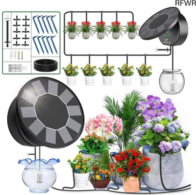 RFWR® Zonne-Irrigatie Systeem Voor Tuin en Balkon Met Automatische Druppel Watering en 9 Programma's