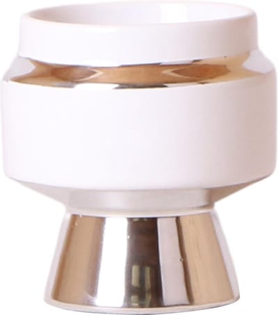 Kolibri Home | Le Chic bloempot - Witte keramieken sierpot met zilveren details - Ø6cm