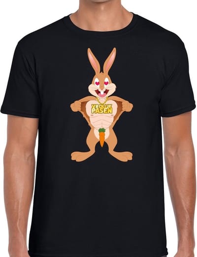 Zwart Paas t-shirt verliefde paashaas - Pasen shirt voor heren - Pasen kleding S